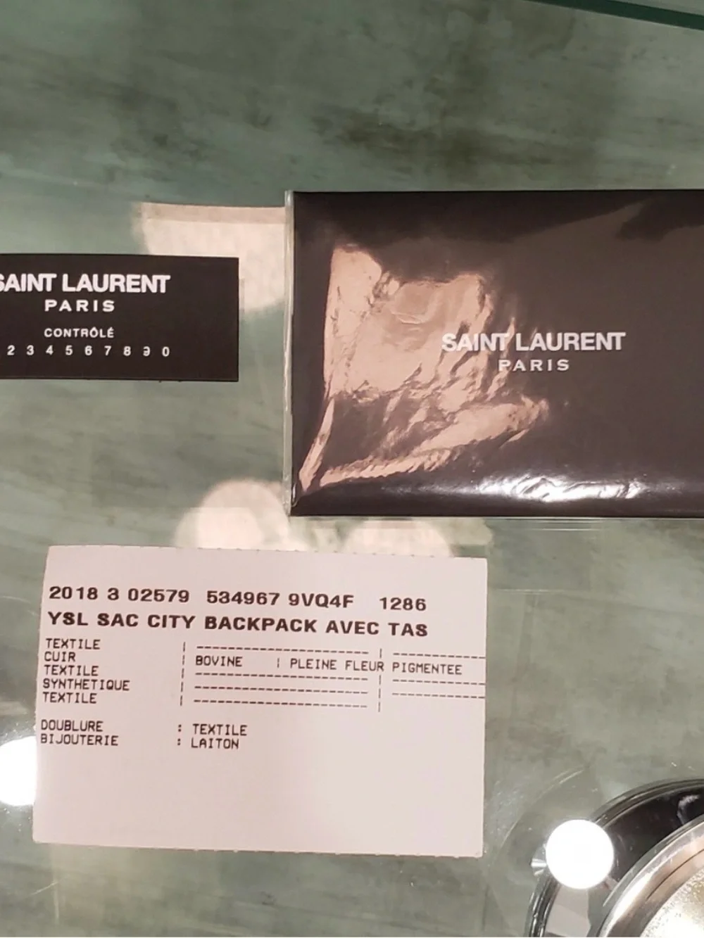 Saint Laurent Black and Silver Glitter Backpack with Logo